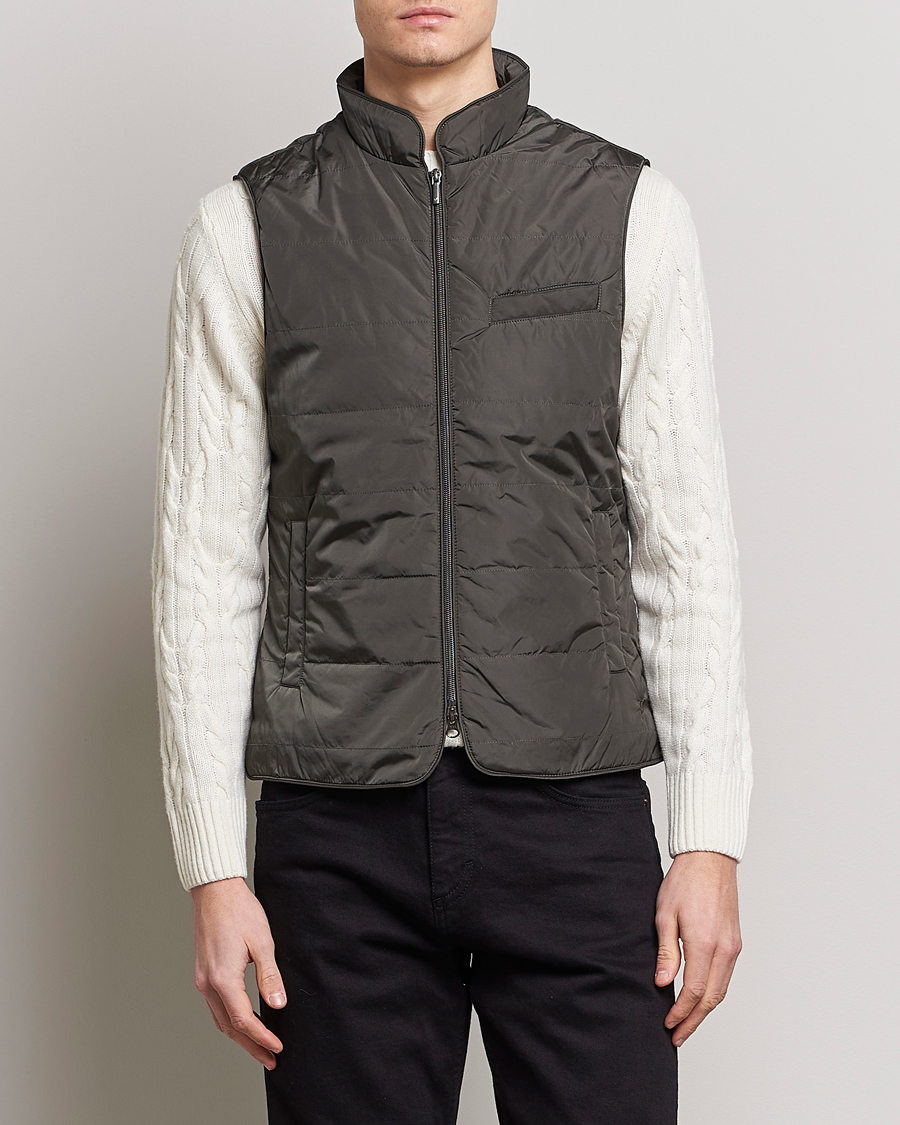 Hombres | Chalecos | Stenströms | Padded Nylon Vest Dark Green