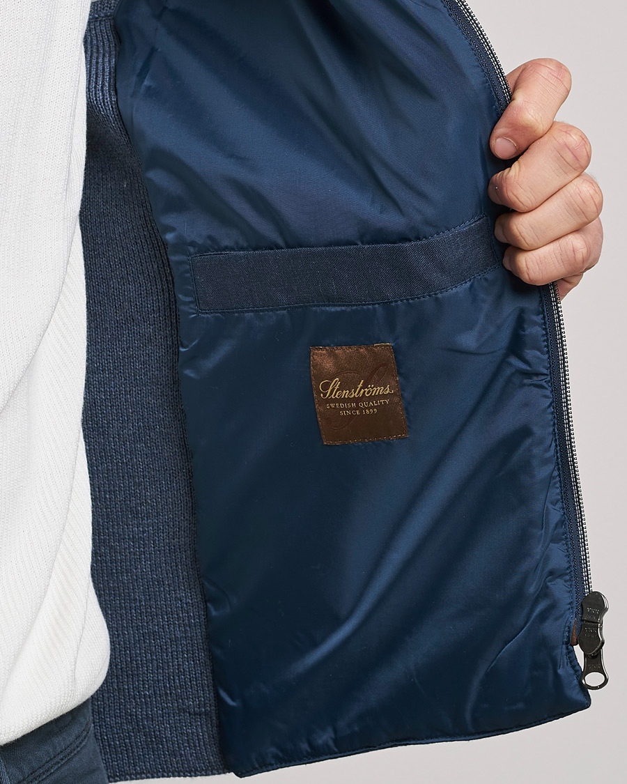Hombres | Chalecos | Stenströms | Hybrid Linen/Merino Vest Blue