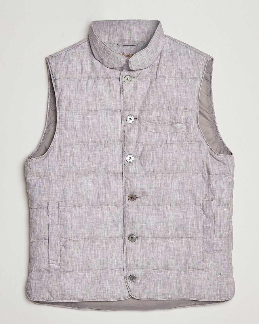 Hombres | Chalecos | Stenströms | Padded Linen Vest Grey