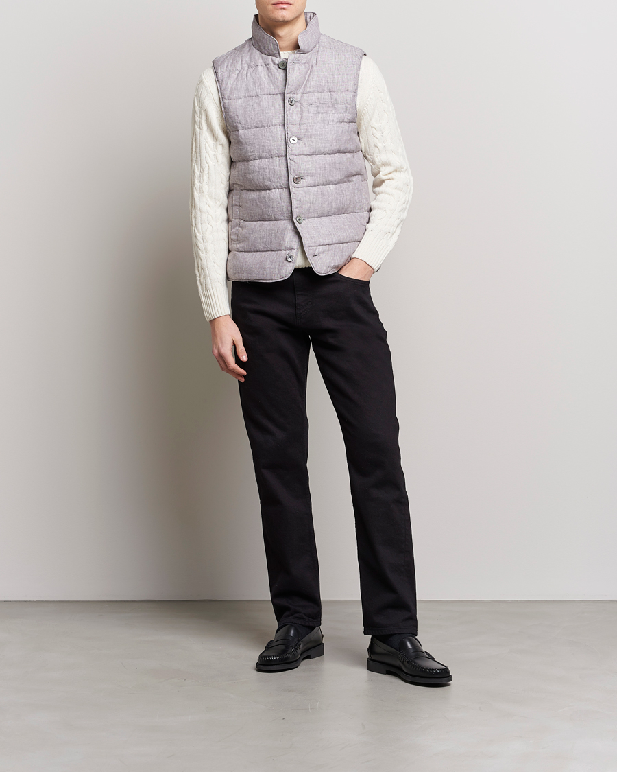 Hombres | Chalecos | Stenströms | Padded Linen Vest Grey