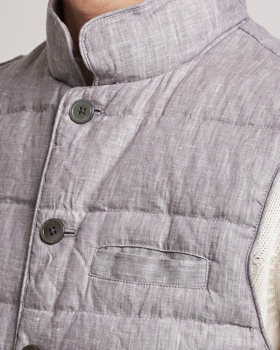 Hombres | Chalecos | Stenströms | Padded Linen Vest Grey