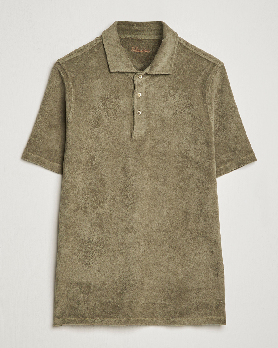 Hombres | Polos | Stenströms | Terry Cotton Poloshirt Olive