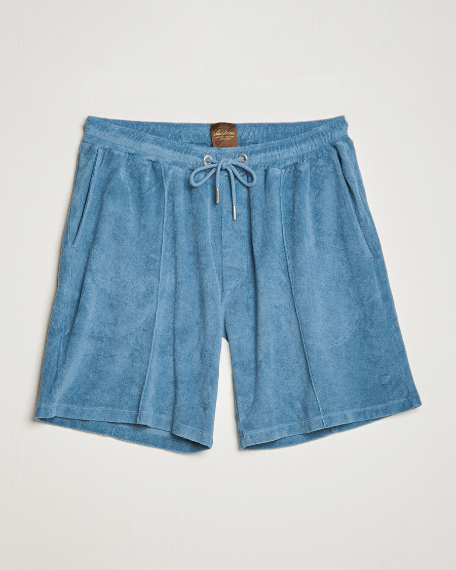 Hombres | Pantalones cortos | Stenströms | Terry Cotton Shorts Petrol Blue