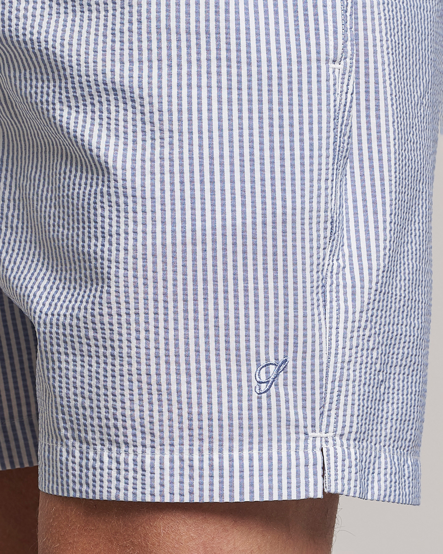 Hombres | Bañadores | Stenströms | Seersucker Striped Swim Shorts Blue