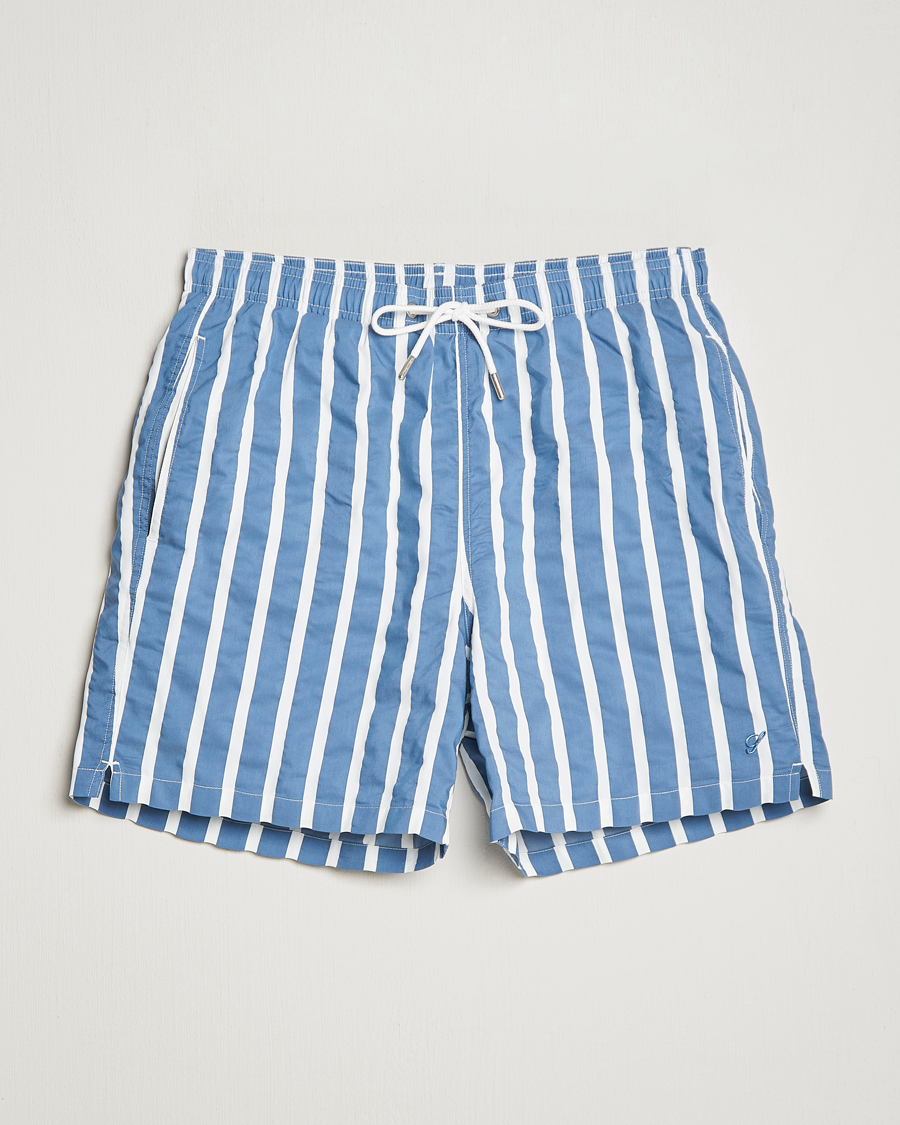Hombres | Bañadores | Stenströms | Riviera Bold Striped Swim Shorts Blue