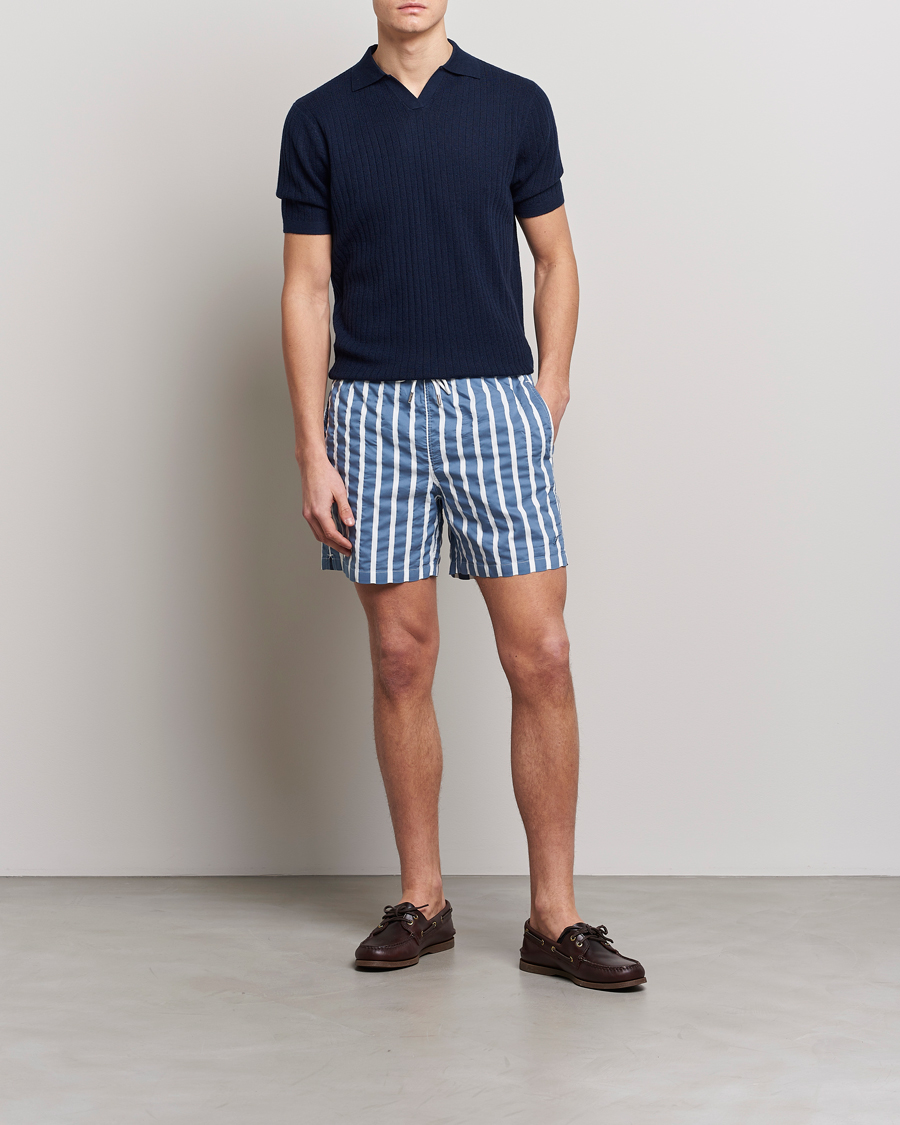 Hombres | Bañadores | Stenströms | Riviera Bold Striped Swim Shorts Blue