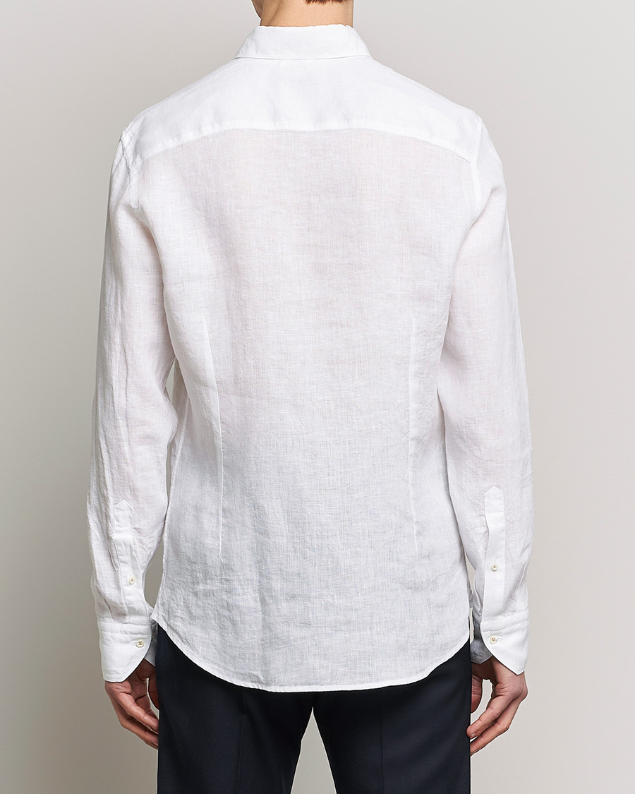 Hombres | Camisas | Stenströms | Slimline Cut Away Linen Shirt White