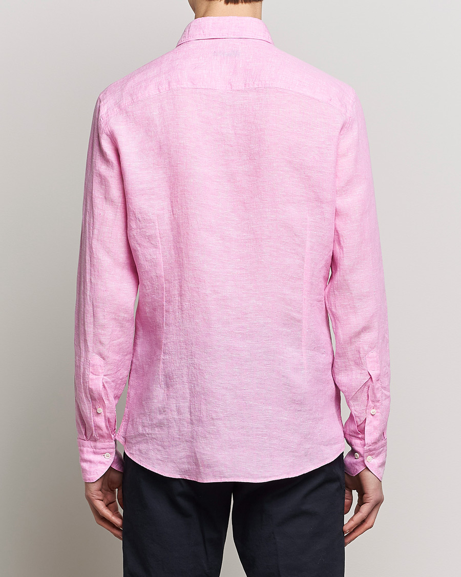 Hombres | Camisas | Stenströms | Slimline Cut Away Linen Shirt Pink