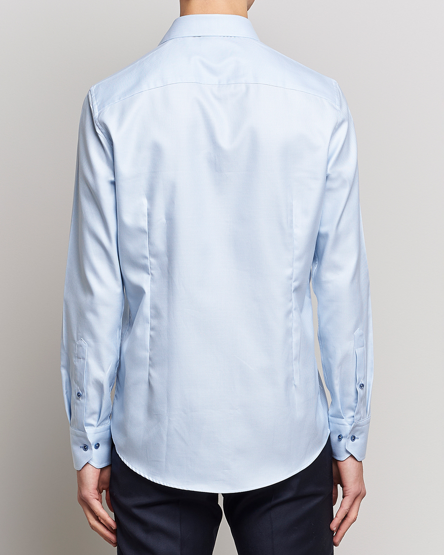 Hombres | Camisas | Stenströms | Slimline Cut Away Houndstooth Shirt Blue