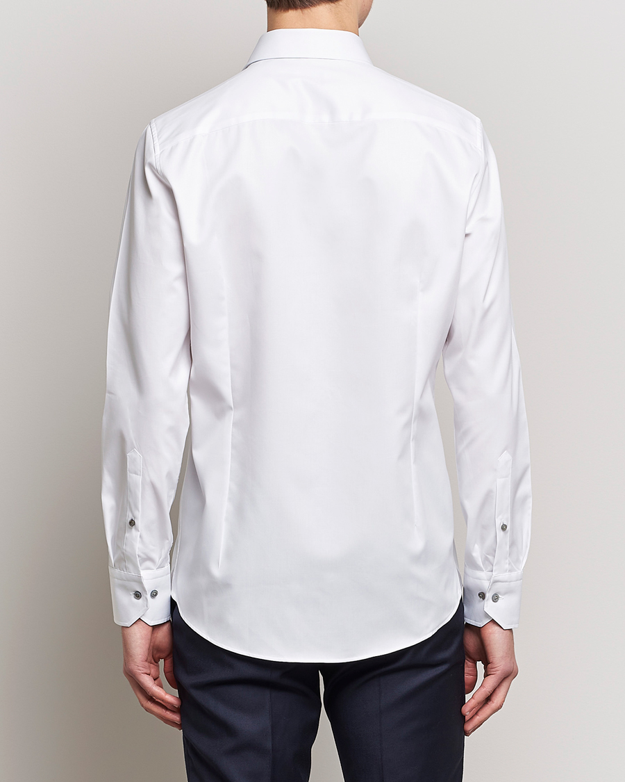 Hombres | Camisas | Stenströms | Slimline Cut Away Contrast Shirt White