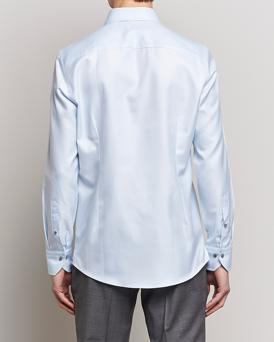 Hombres | Camisas | Stenströms | Slimline Houndstooth Contrast Shirt Blue