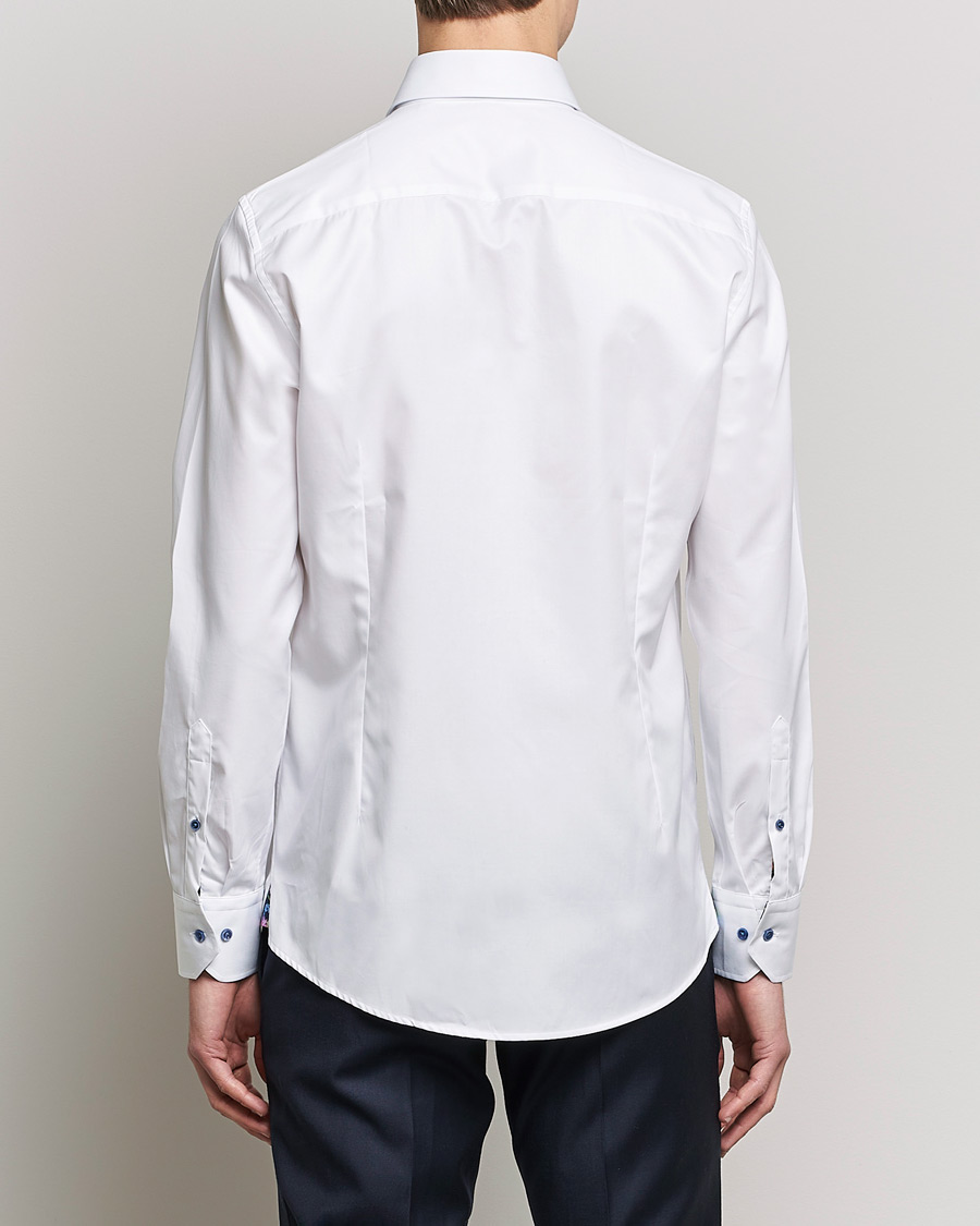 Hombres | Camisas | Stenströms | Slimline Cut Away Contrast Shirt White