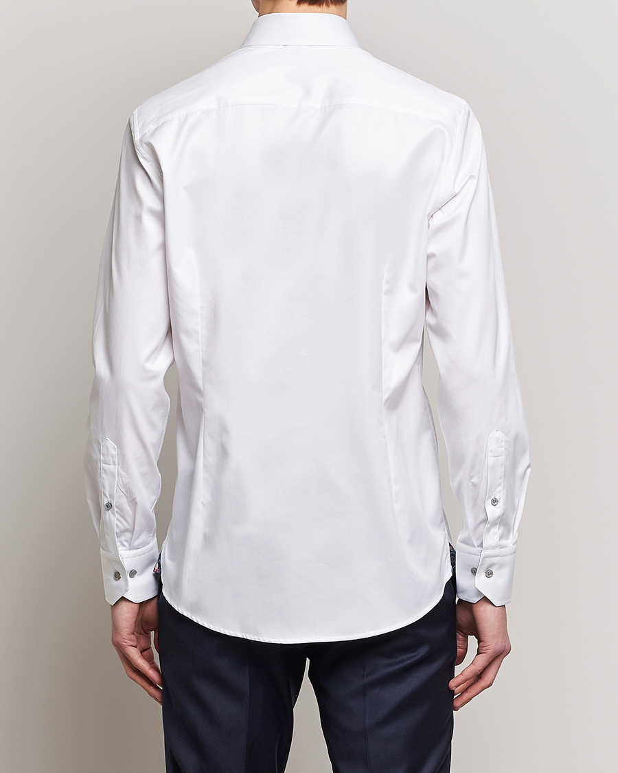 Hombres | Camisas | Stenströms | Slimline Cut Away Contrast Shirt White
