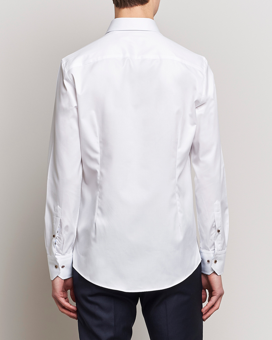 Hombres | Camisas | Stenströms | Slimline Cut Away Contrast Shirt White