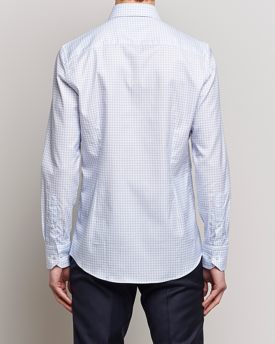 Hombres | Camisas | Stenströms | Slimline Cut Away Micro Print Shirt Blue