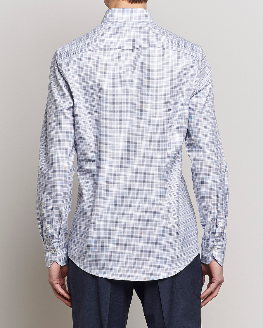 Hombres | Camisas | Stenströms | Slimline Cut Away Multicheck Shirt Blue