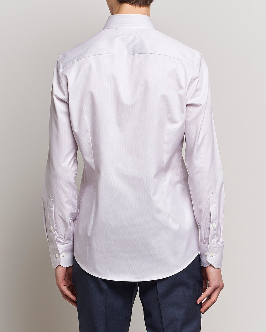 Hombres | Camisas | Stenströms | Slimline Cut Away Thin Stripe Shirt Purple