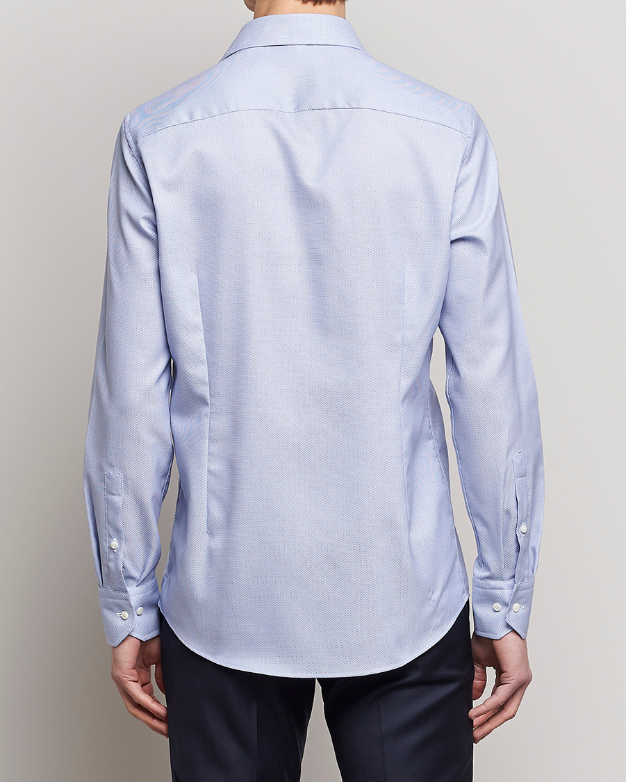 Hombres | Camisas | Stenströms | Slimline Cut Away Woven Structure Shirt Blue