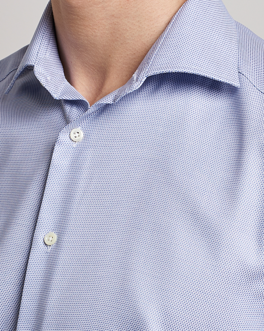 Hombres | Camisas | Stenströms | Slimline Cut Away Woven Structure Shirt Blue