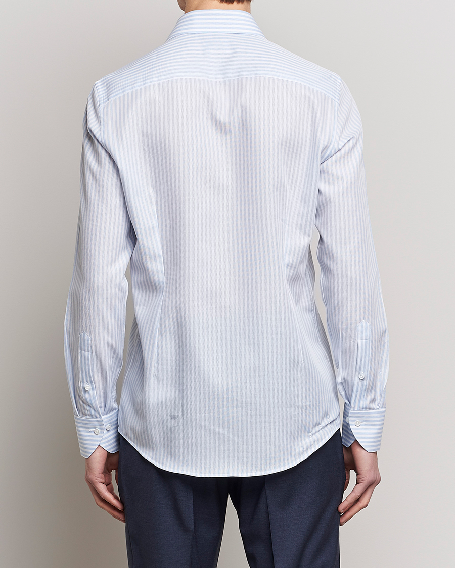 Hombres | Camisas | Stenströms | Slimline Cut Away Structure Striped Shirt Blue