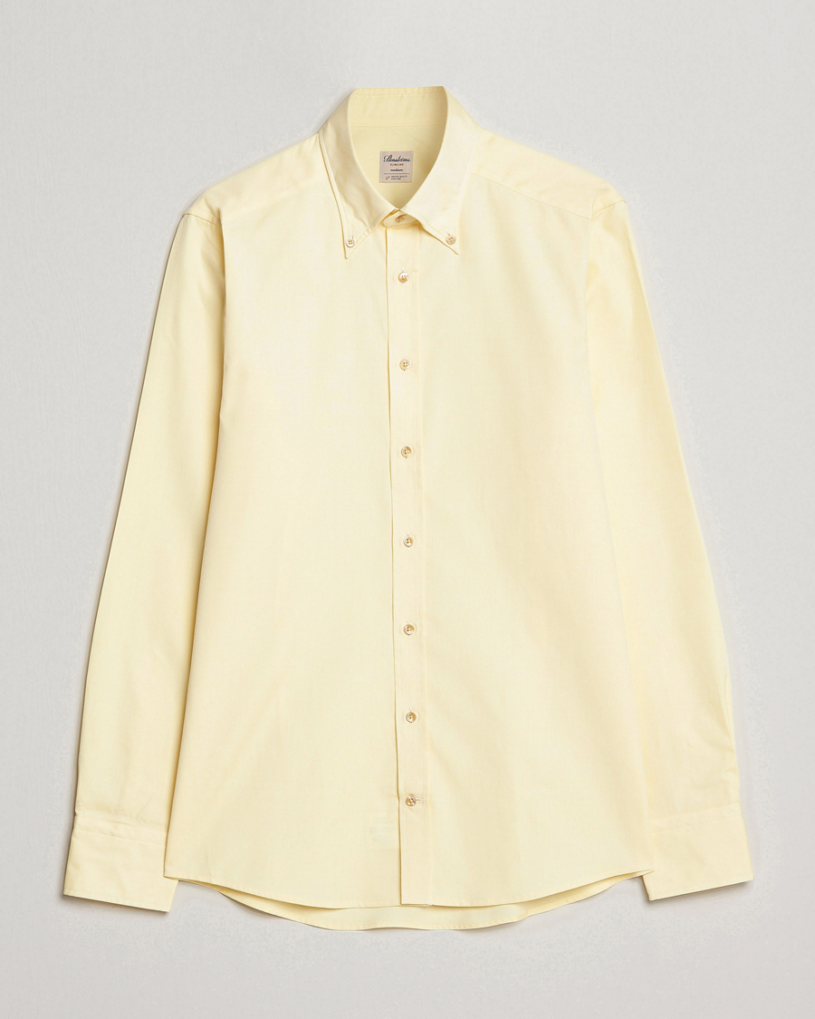 Hombres | Camisas | Stenströms | Slimline Button Down Pinpoint Oxford Shirt Yellow