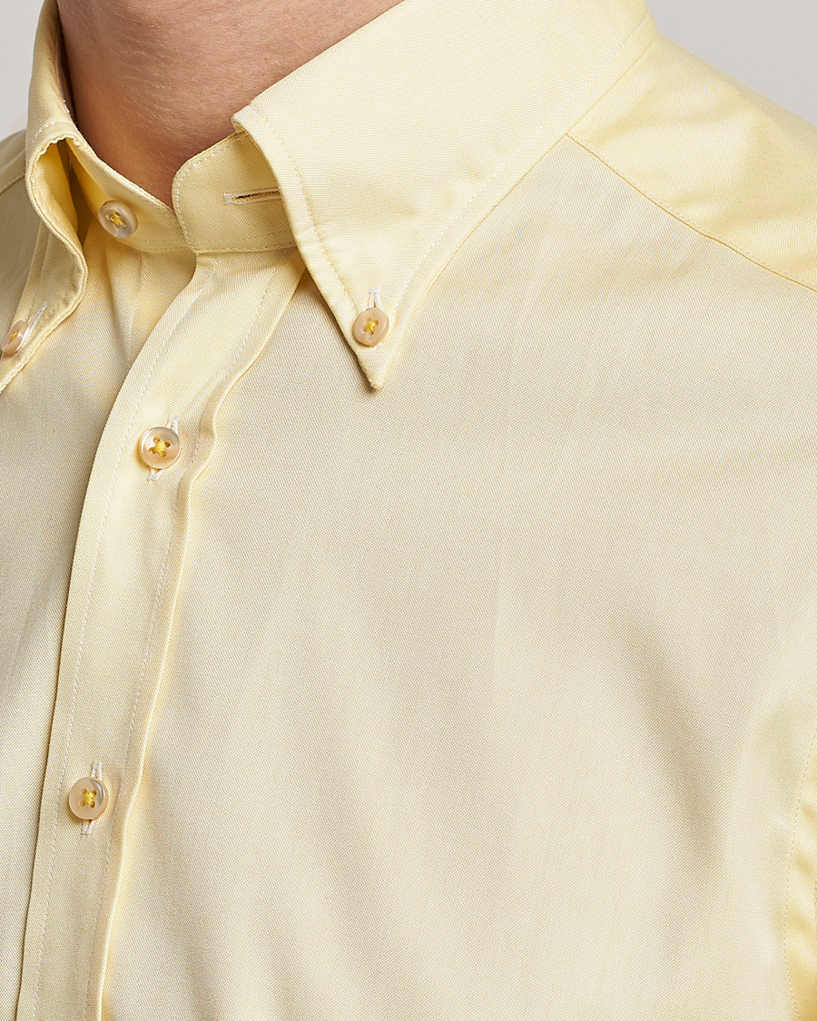Hombres | Camisas | Stenströms | Slimline Button Down Pinpoint Oxford Shirt Yellow