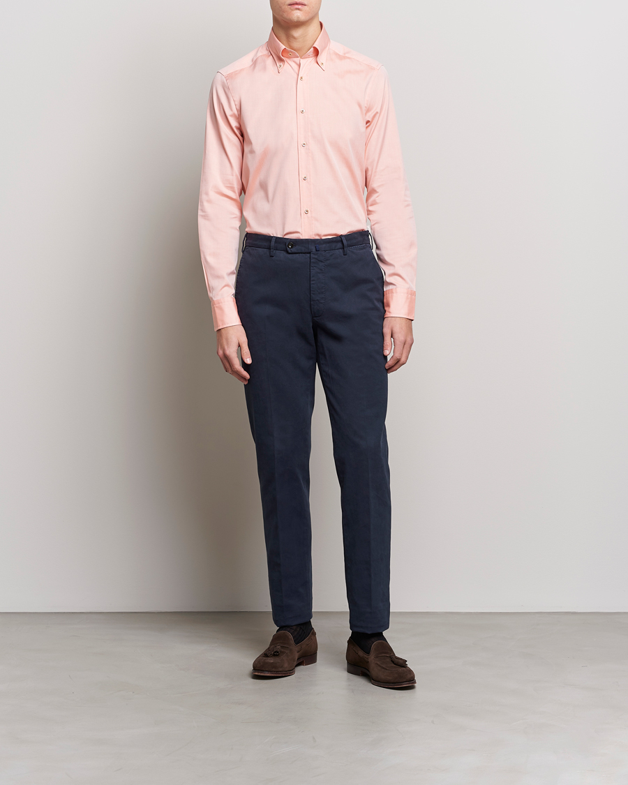 Hombres | Camisas | Stenströms | Slimline Button Down Pinpoint Oxford Shirt Orange