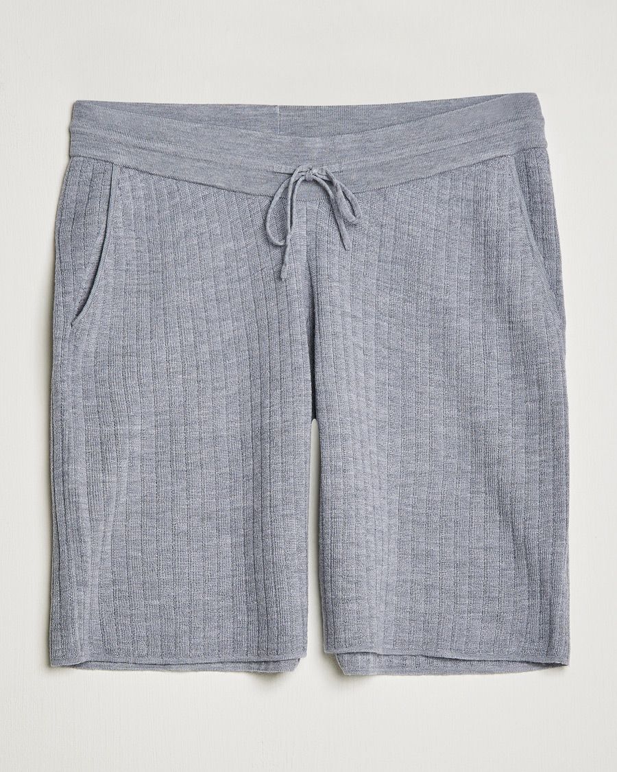 Hombres | Pantalones cortos | Stenströms | Merino/Lyocell Ribbed Shorts Grey