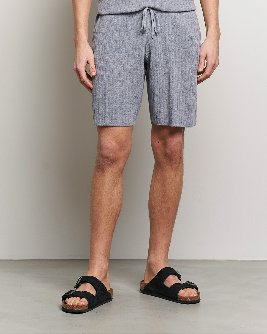 Hombres | Pantalones cortos | Stenströms | Merino/Lyocell Ribbed Shorts Grey