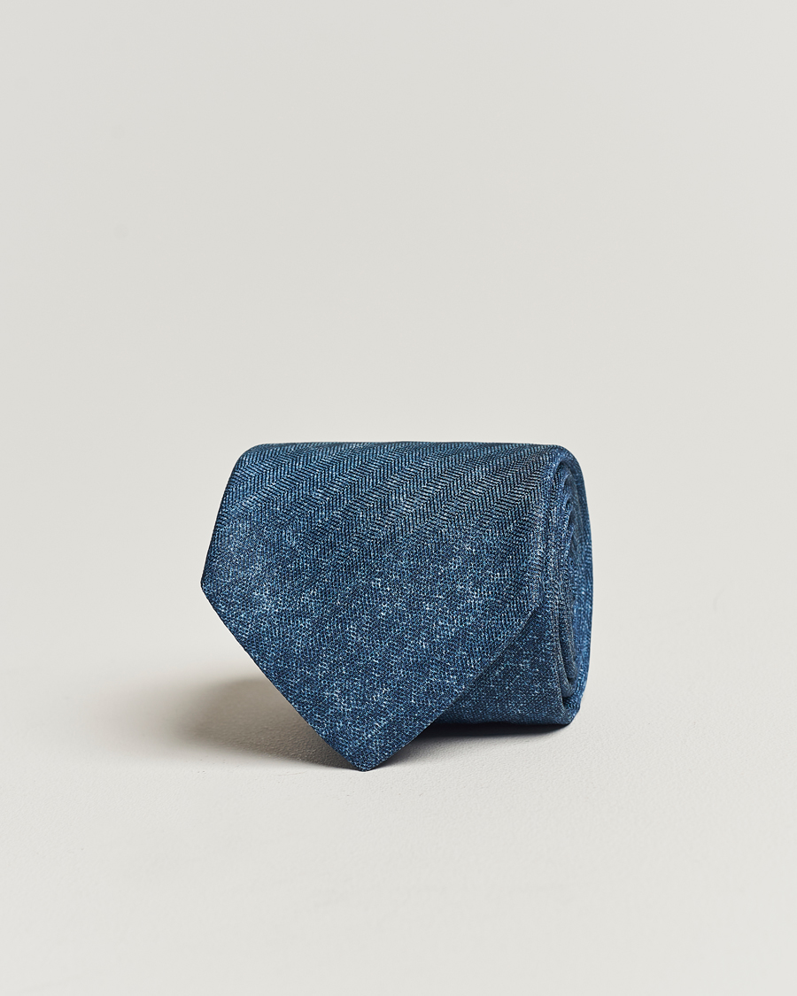 Hombres | Stenströms Silk/Linen Tie Navy | Stenströms | Silk/Linen Tie Navy