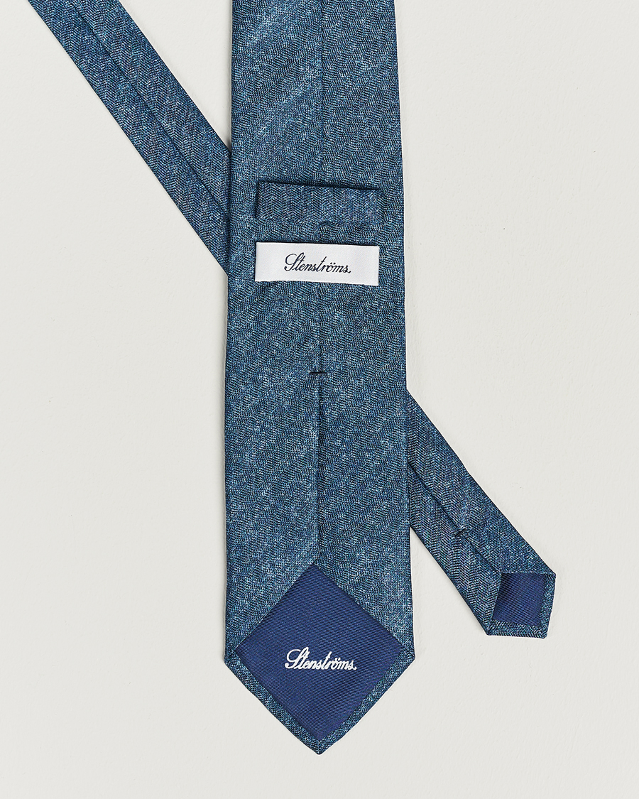 Hombres | Stenströms Silk/Linen Tie Navy | Stenströms | Silk/Linen Tie Navy