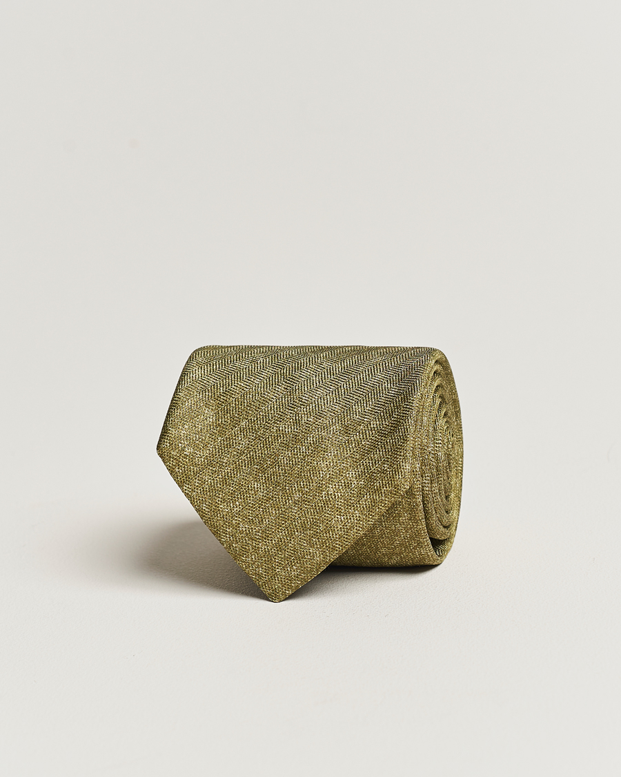 Hombres | Stenströms Silk/Linen Tie Green | Stenströms | Silk/Linen Tie Green