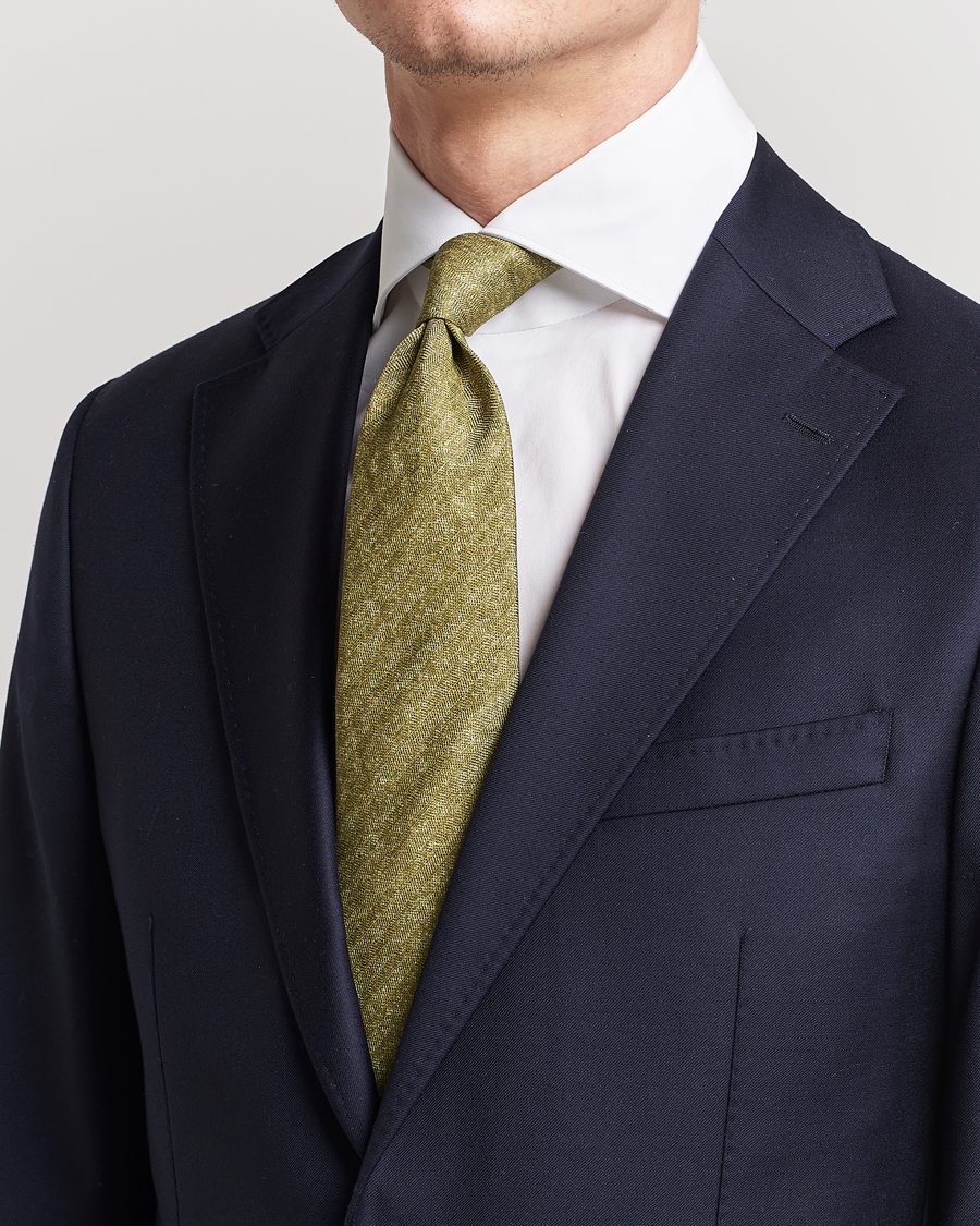 Hombres | Stenströms Silk/Linen Tie Green | Stenströms | Silk/Linen Tie Green