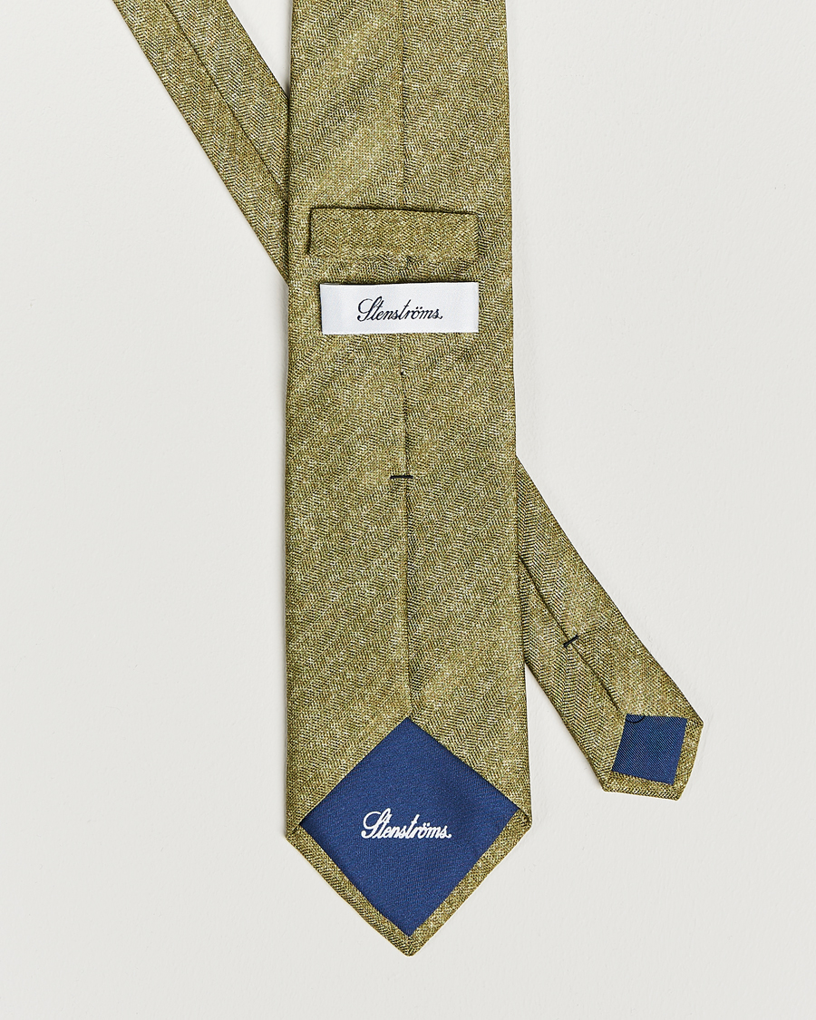 Hombres | Stenströms Silk/Linen Tie Green | Stenströms | Silk/Linen Tie Green