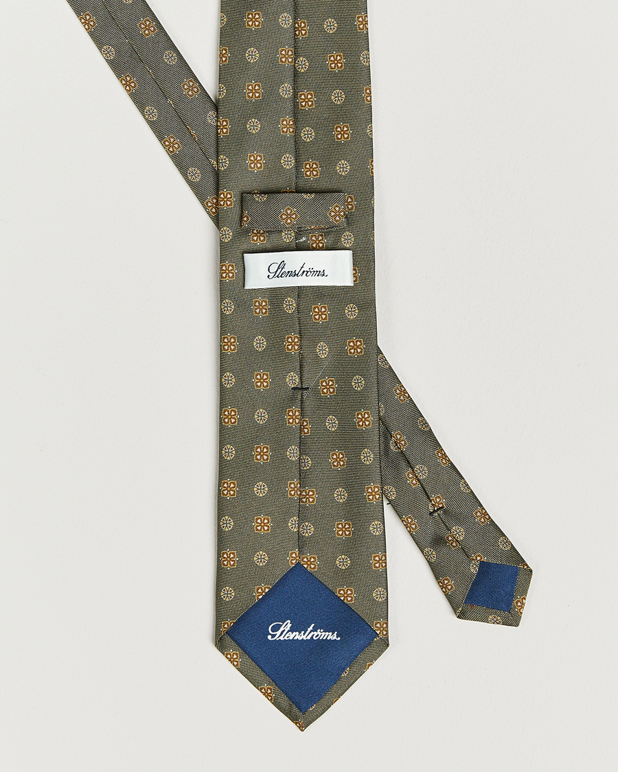 Hombres | Stenströms Printed Silk Tie Grey | Stenströms | Printed Silk Tie Grey