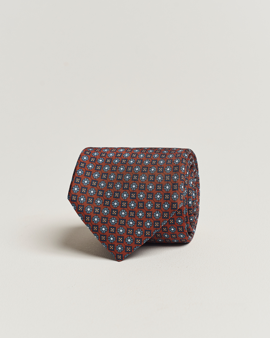 Hombres | Stenströms Printed Silk Tie Red | Stenströms | Printed Silk Tie Red