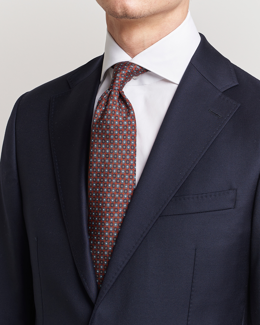 Hombres | Stenströms Printed Silk Tie Red | Stenströms | Printed Silk Tie Red