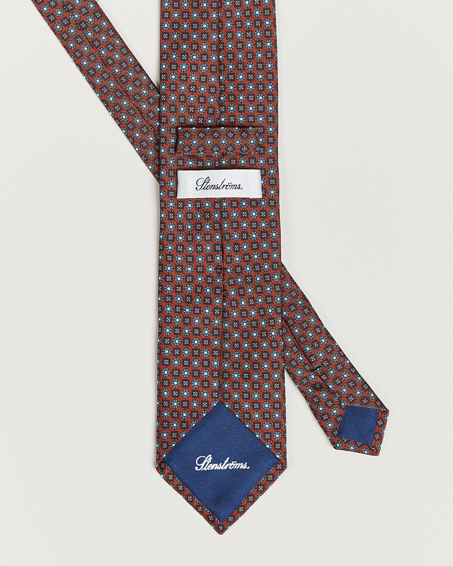 Hombres | Stenströms Printed Silk Tie Red | Stenströms | Printed Silk Tie Red