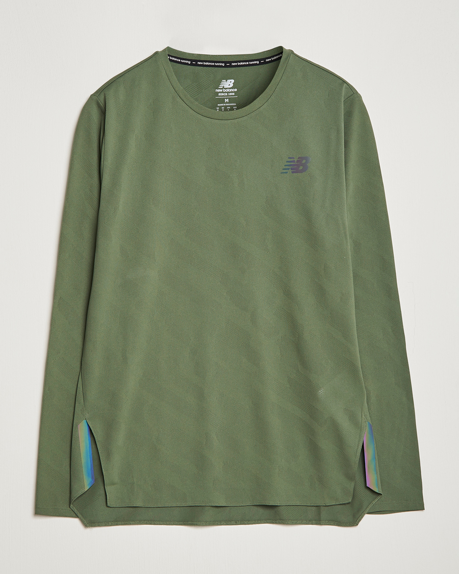 Hombres | Camisetas | New Balance Running | Q Speed Jacquard Long Sleeve T-Shirt Olive