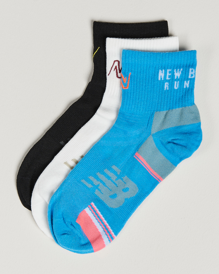 Hombres | Ropa interior y calcetines | New Balance Running | 3-Pack Ankle Running Socks White/Black/Blue