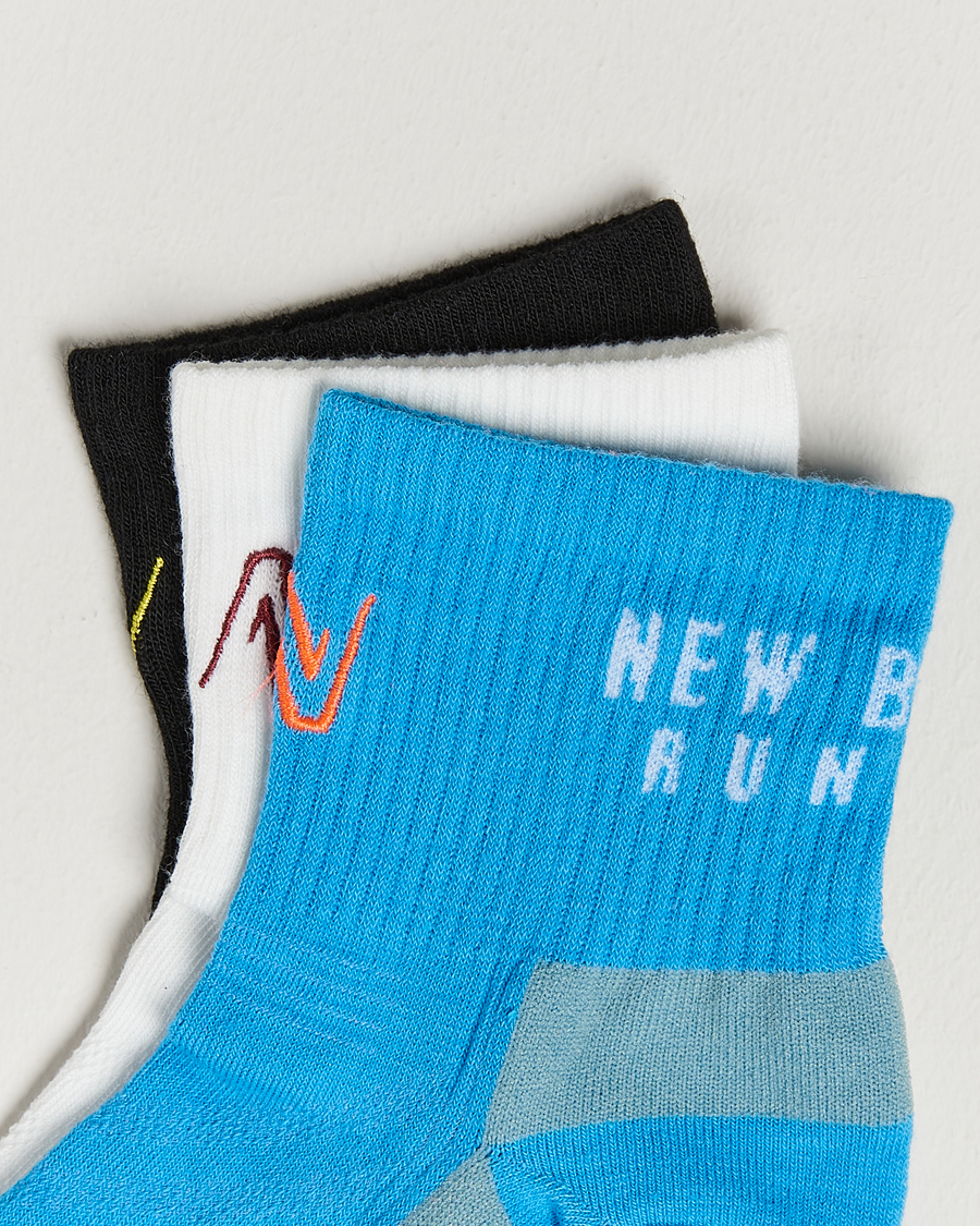 Hombres | Ropa interior y calcetines | New Balance Running | 3-Pack Ankle Running Socks White/Black/Blue