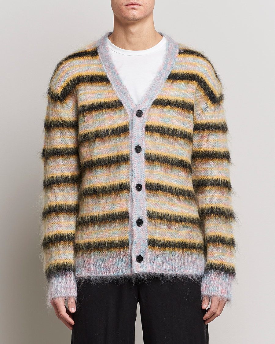 Hombres | Jerséis y prendas de punto | Marni | Striped Mohair Cardigan Multicolor