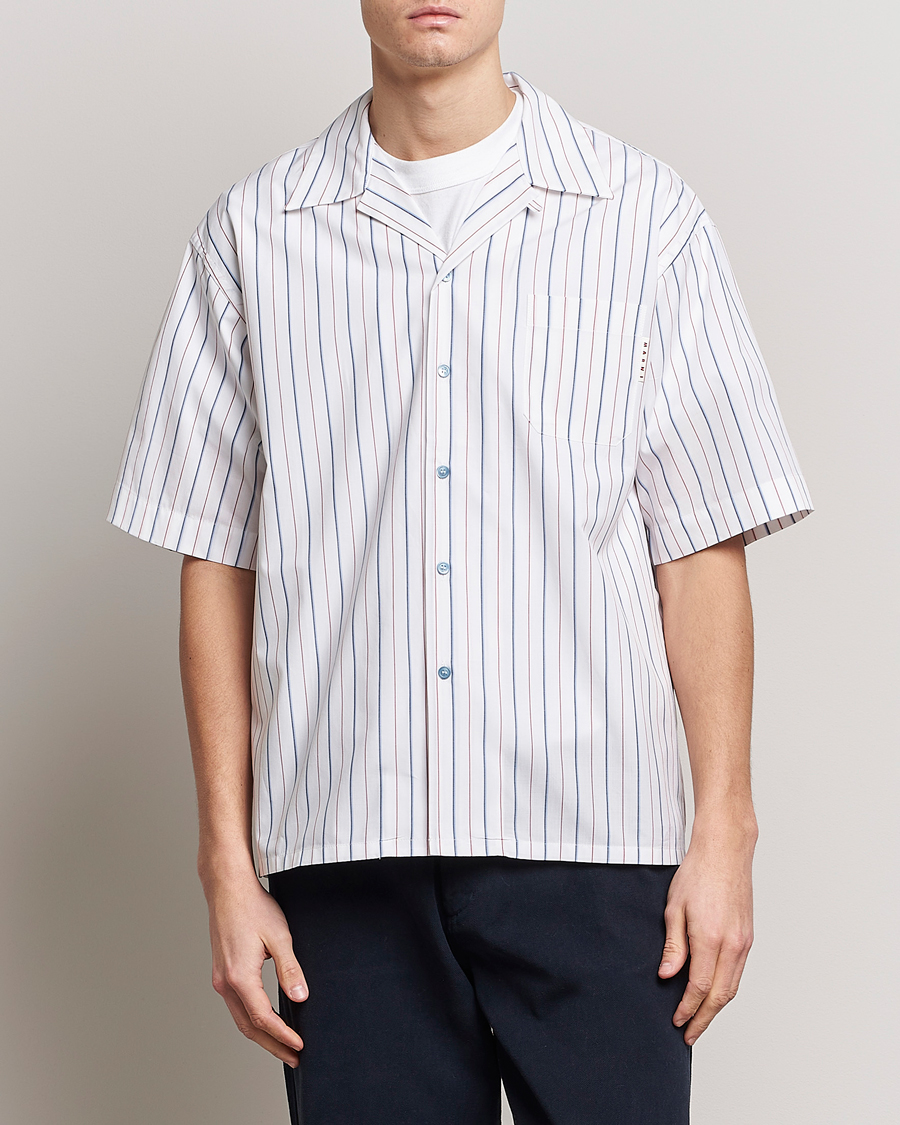 Hombres | Camisas | Marni | Striped Bowling Shirt Lily White