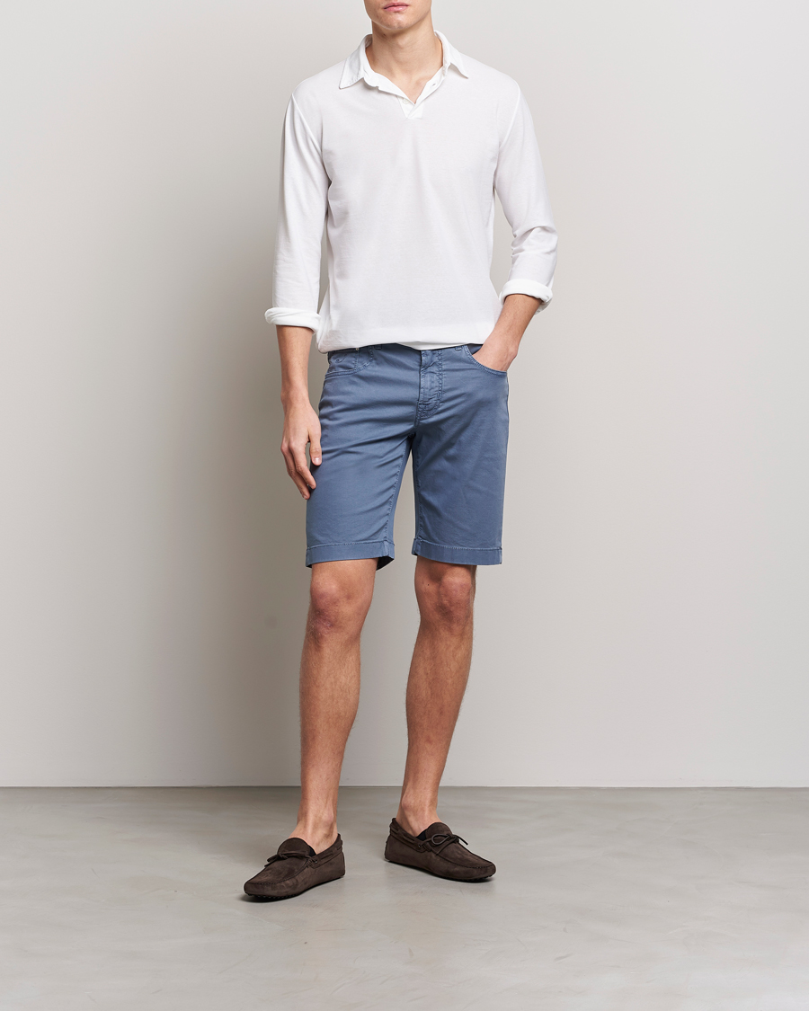 Hombres | Pantalones cortos | Jacob Cohën | Nicolas Cotton Twill Shorts Blue Grey