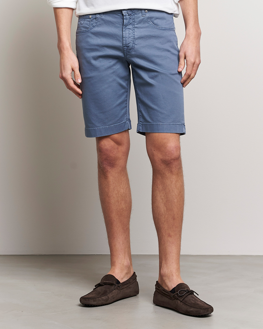 Hombres | Pantalones cortos | Jacob Cohën | Nicolas Cotton Twill Shorts Blue Grey