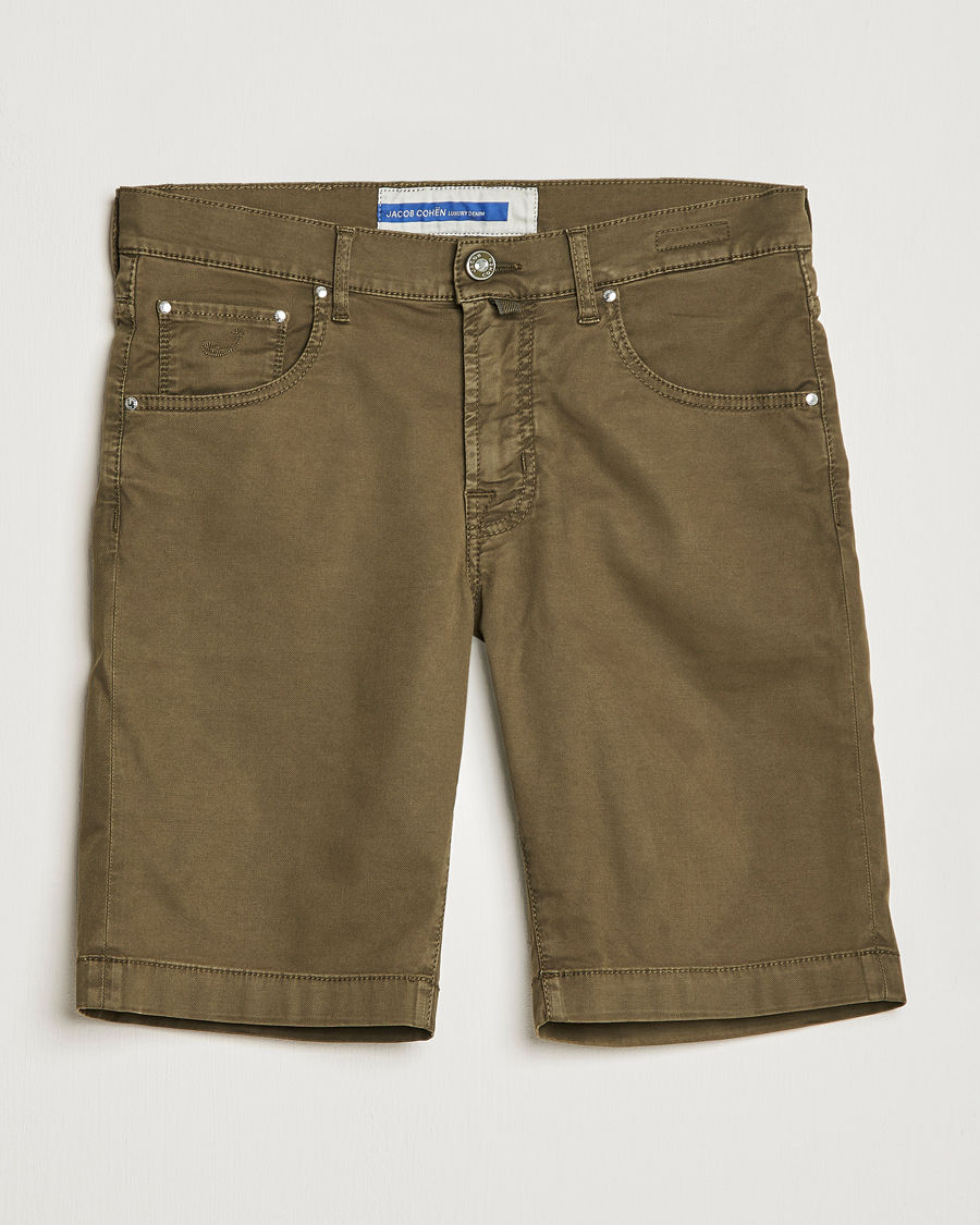 Hombres | Pantalones cortos | Jacob Cohën | Nicolas Cotton Twill Shorts Olive