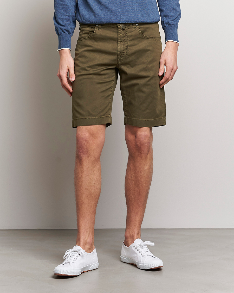 Hombres | Pantalones cortos | Jacob Cohën | Nicolas Cotton Twill Shorts Olive
