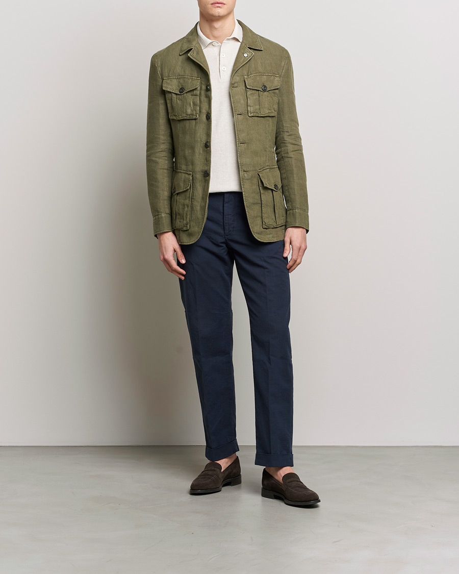 Hombres | Blazers | L.B.M. 1911 | Linen Safari Jacket Olive