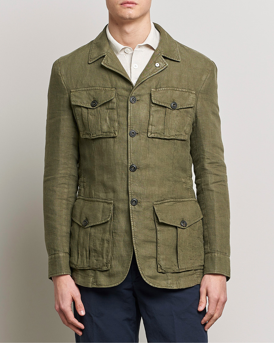 Hombres | Blazers | L.B.M. 1911 | Linen Safari Jacket Olive