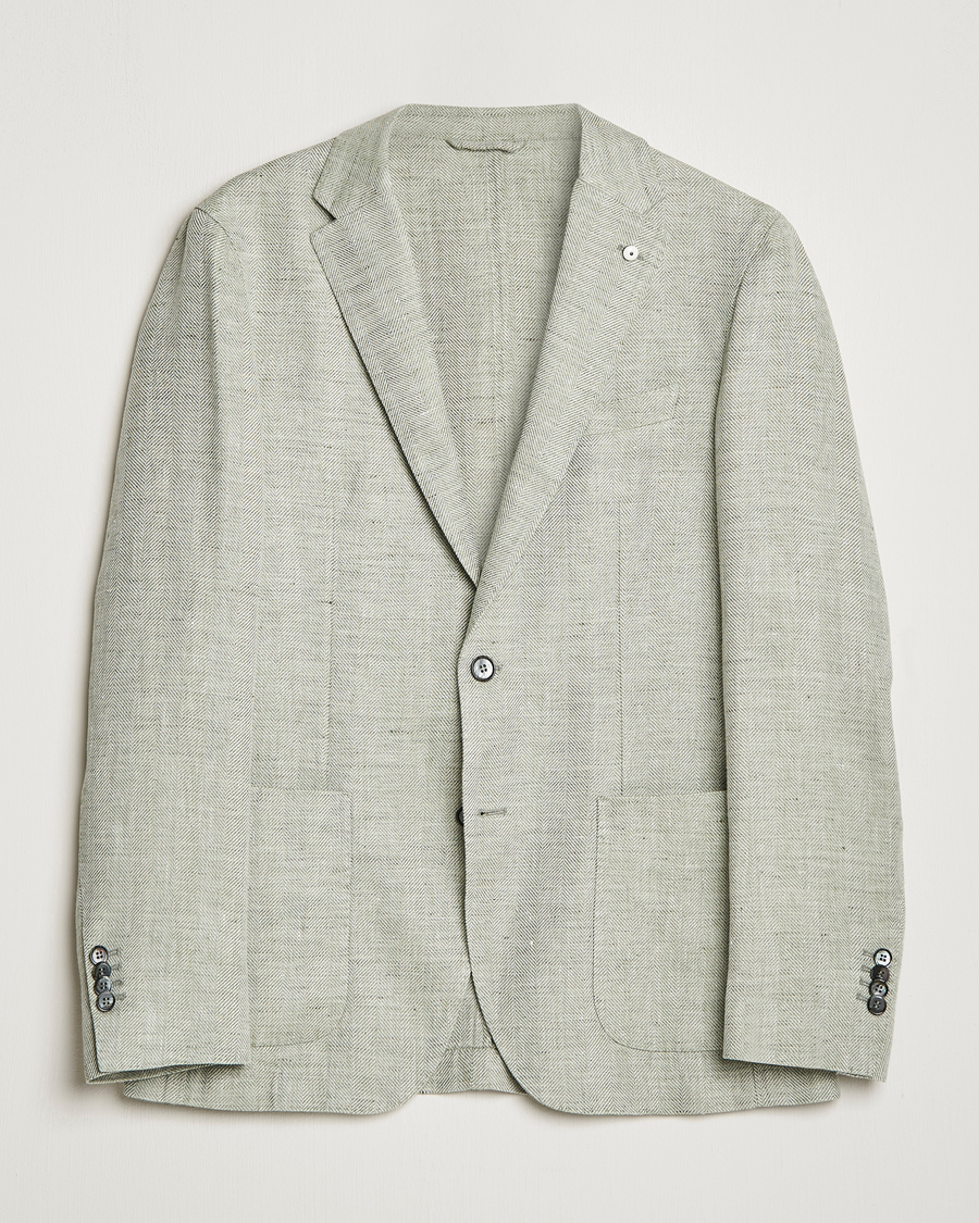 Hombres | Blazers | L.B.M. 1911 | Jack Regular Fit Herringbone Linen Blazer Pistachio